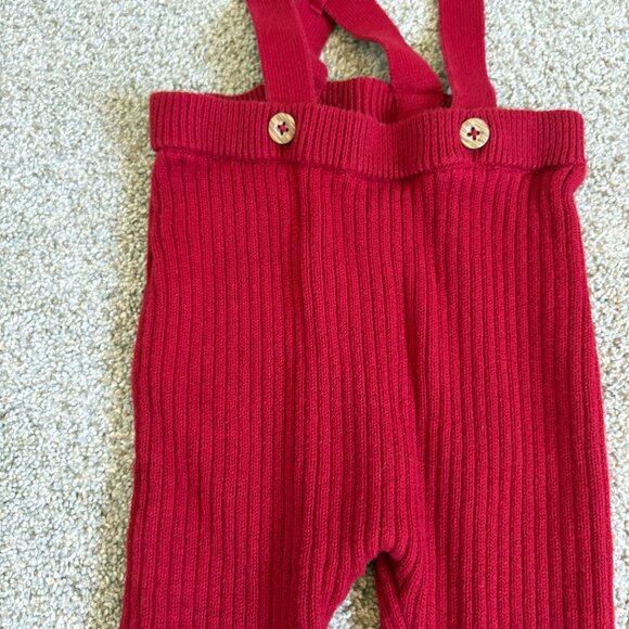 Carter's Red Overalls Size 18 months Ribbed Christmas Winter Photoshoot - Picture 5 of 8
